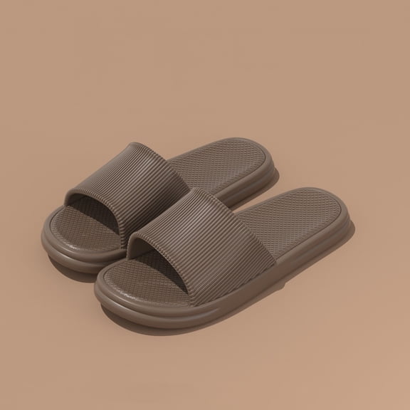 RKSTN Men Slides Striped Upper Thick Soled Cushioned Bathroom Shower Shoes Non Slip Soft Sole Odor Control Durable Wear House Slides Beach Sandals