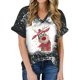 thumbnail image 1 of Puntoco Mujeres Casual Loose Christmas Elk Cuello en V Camisetas de manga corta Hombres Mujeres tops Puntoco Puntoco-8752, 1 of 6