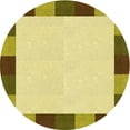 thumbnail image 1 of Ahgly Company Tapis Rond Lavable en Machine Intérieur Transitionnel Jaune Foncé Vert, 3 Pieds Rond, 1 of 7