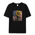 thumbnail image 7 of USA Flag Sunflower Men's T Shirts T-Shirt for Men Crew Neck Tees Cotton Tops, Black, S, 7 of 7