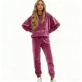 thumbnail image 5 of longantii Velour Lounge Sets for Women 2 Piece Velvet Tracksuits Jogging Hoodie Sweatsuits Soft Sports Leisure Jogger Outfit Purple Pink XXL, 5 of 5