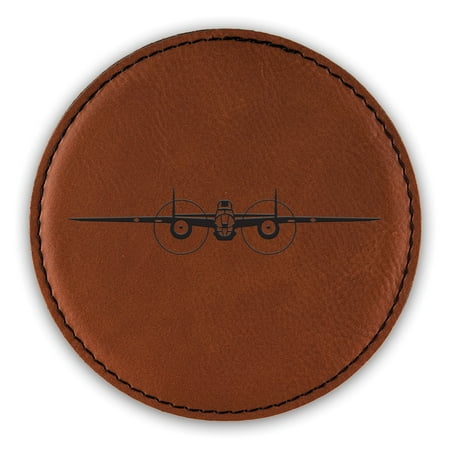 

B-25 Mitchell Coaster Laser Engraved Leatherette - Round Coasters - Many Colors - Single / Coasters Sets - b25 bomber major general william billy