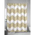 thumbnail image 5 of Light Brown Shower Curtain, Sea Wave Ripple Stripe Waterproof Shower Curtain Set with 12 Hooks Lightweight Washable Fabric Shower Curtains for Bathroom 36x72 Inches, 5 of 6