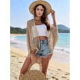 thumbnail image 5 of Women's Crochet Long Sleeve Lightweights Cover Open Front Cardigan for Summer Khaki One size, 5 of 10