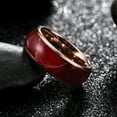 thumbnail image 5 of Tioneer Tungsten Carbide Blue Red Cured Wood Rose Gold Wedding Band Ring Men Women CZ Free 8MM, 5 of 7