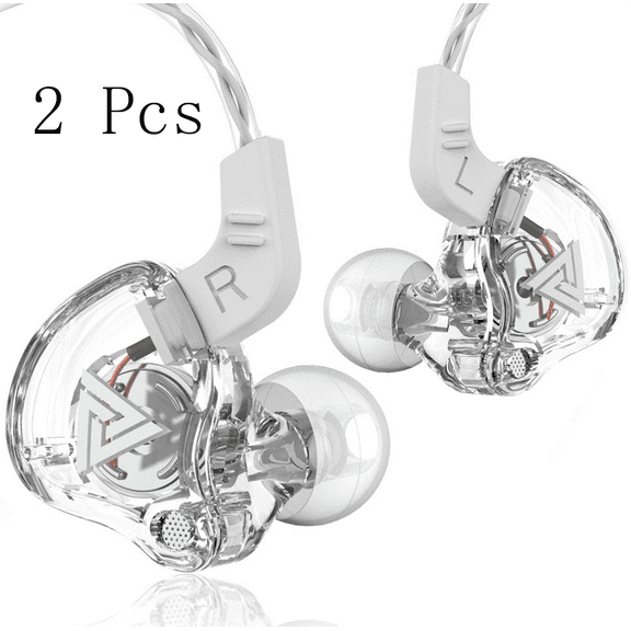 2PCS Earbud Headphones with Microphone, QKZ AK6 Universal 3.5mm Sports in-Ear HiFi Sound Earphones for Phones Tablet White