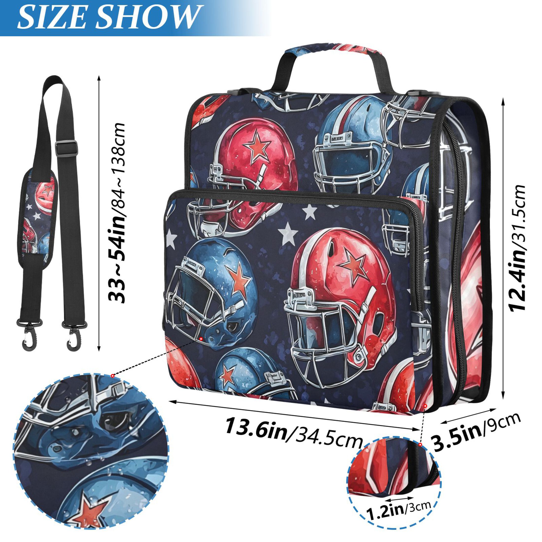 ALAZA Zipper Binder Football Helmet 3 Ring Trapper Keeper File Folder Organizer Bag