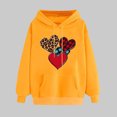 thumbnail image 2 of Goodeals Clearance,Women's Leopard Heart Print Hooded Valentine's Long Sleeve Pullover Tops Oversized Love Plaid Sweatshirt Teacher Shirt(Yellow,L), 2 of 5
