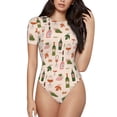thumbnail image 1 of Fotbe Wine Bottles With Grapes Body de Mujer con Cuello Redondo y Mangas Cortas, Sin Mangas Ajustado, Suave, Cómodo y Básico-Large, 1 of 7