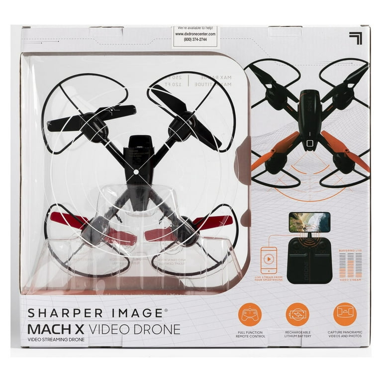 SHARPER IMAGE 2.4GHz RC Mach 10inch Drone with Stream Camera, Remote  Controlled Quadcopter with Assisted Landing, Wireless and Rechargeable 