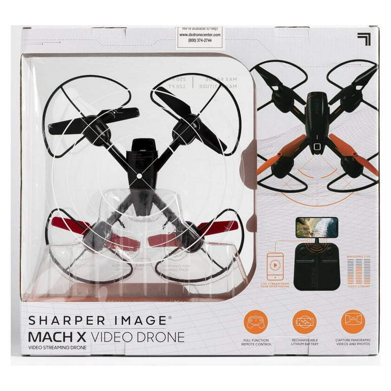 SHARPER IMAGE 2.4GHz RC Mach 10inch Drone with Stream Camera, Remote  Controlled Quadcopter with Assisted Landing, Wireless and Rechargeable