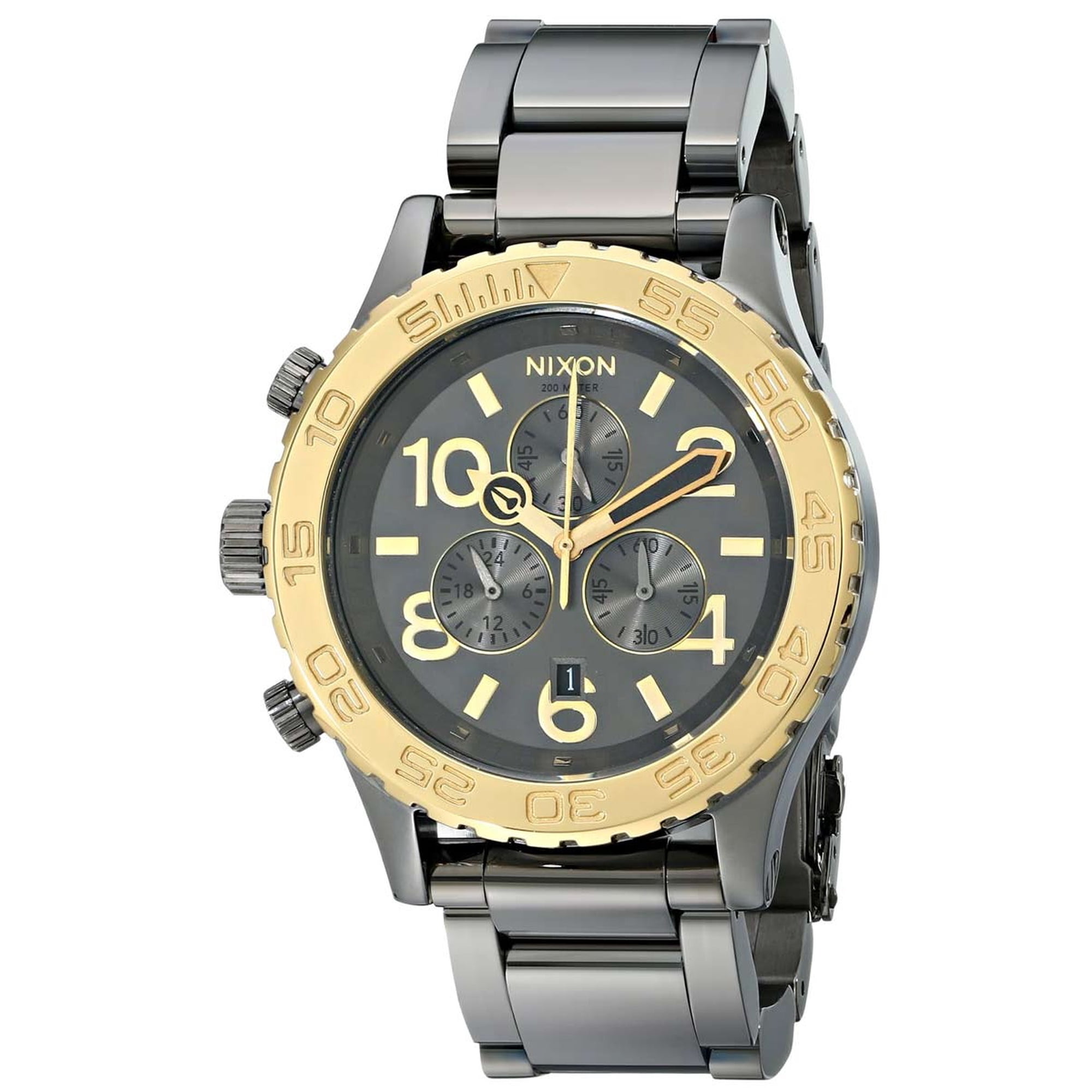 Nixon Men's A0371228 42-20 Chrono Lefty Gunmetal Dial Gunmetal IP Steel Bracelet Dive Watch