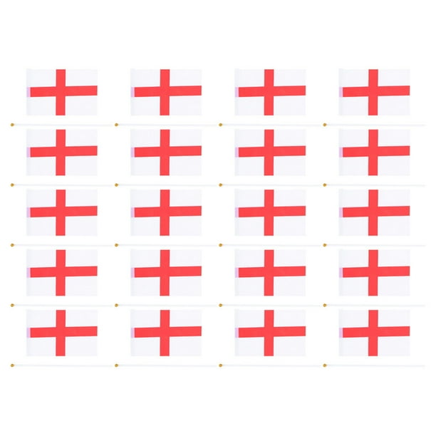 20 banderas de fútbol para animar, pequeñas banderas patrióticas de mano, decorativas, de Inglaterra.
