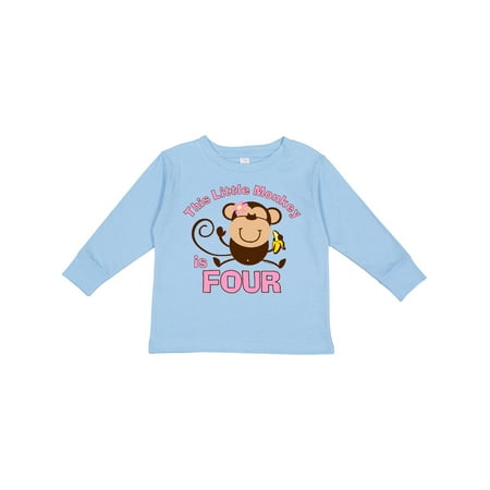 

Inktastic Little Monkey Girl 4th Birthday Gift Toddler Toddler Girl Long Sleeve T-Shirt