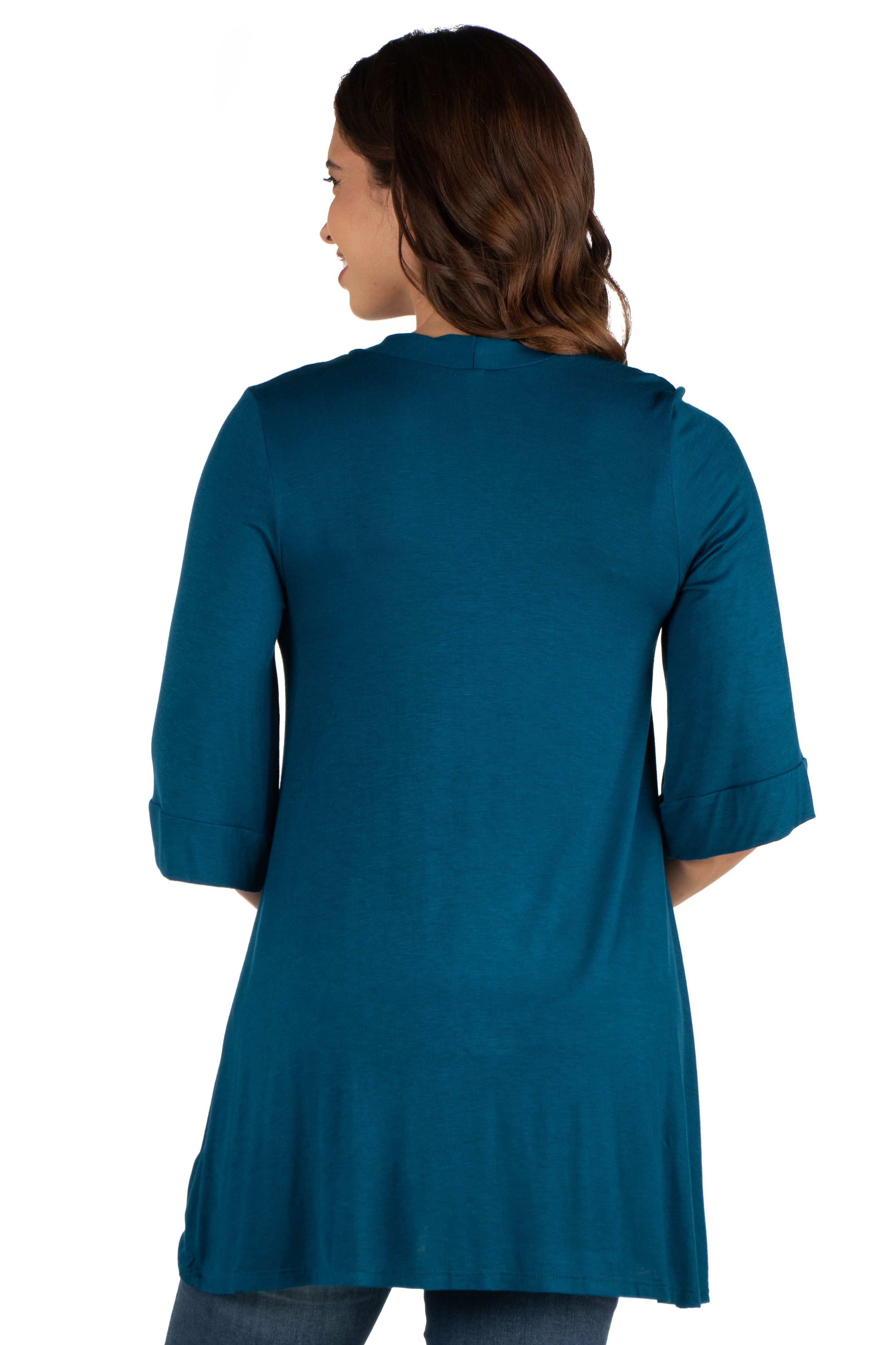 24seven Comfort Apparel Elbow Length Sleeve Open Front Maternity Cardigan