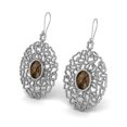 thumbnail image 4 of 7X5MM Oval Shape Smoky Quartz 925 Sterling Silver Filigree Teardrop Valentines Day Gifts Earrings, 4 of 4