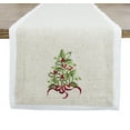 thumbnail image 2 of Embroidered Holly Christmas Tree Double-Layer Holiday Decorative Table Runner (Natural+White Runner 16"x96"), 2 of 4
