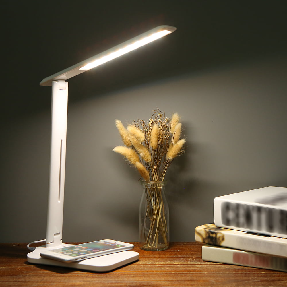 LED Desk Lamp with Wireless Charging & USB Charging Port, Eye-caring