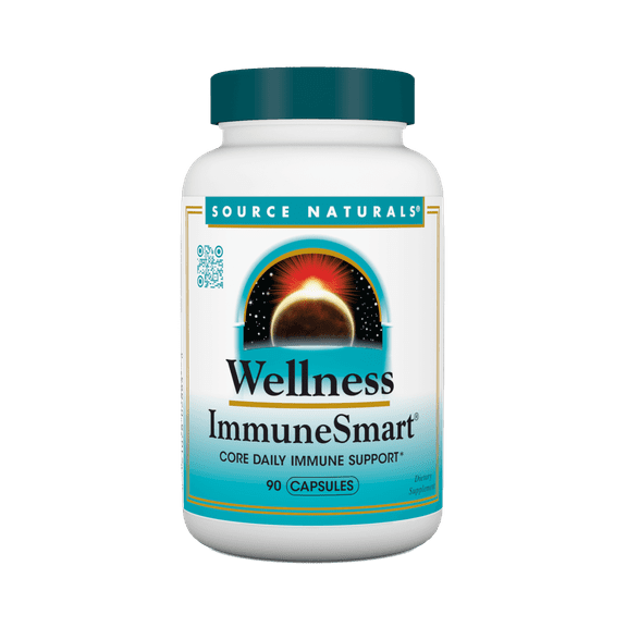 Source Naturals Wellness ImmuneSmart - for Core Daily Immune Support*, with Vitamins A, C, and D, Zinc, Elderberry, Echinacea, Andrographis, Turkey Tail and Garlic - 90 Capsules