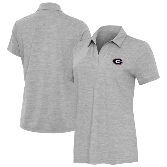 Women's Antigua Heather Gray Georgia Bulldogs Layout V-Neck Polo
