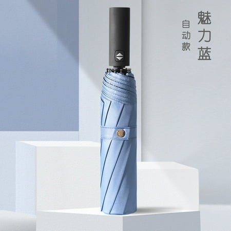 

2020 New Ten bone Black Glue Folding Umbrella Fully Automatic Sunny Umbrella Printing LOGO Advertising Umbrella Gift Umbrella Ten Bones Auto Charm Blue