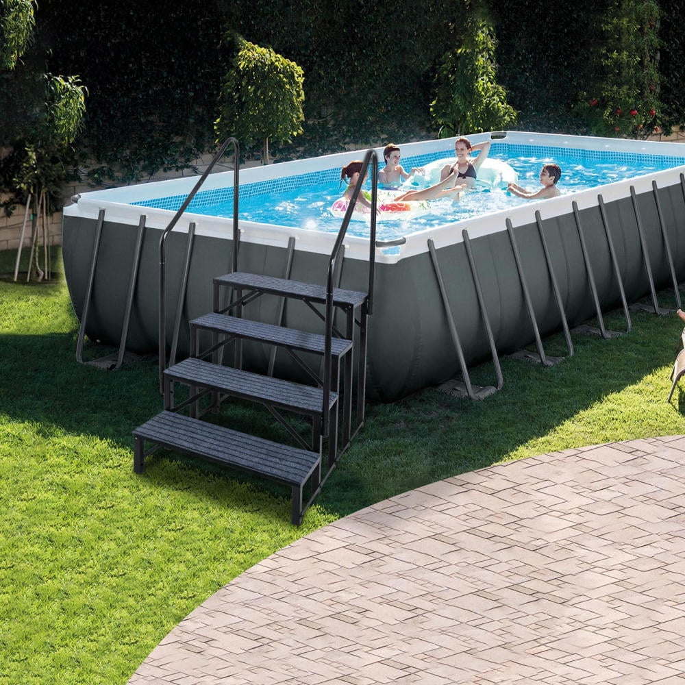 Heavy Duty Stairs, RV Steps Spa Steps with Handrail, 4 Step Ladder, Suitable for Mobile Home, Spa, and Porch Access