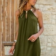 thumbnail image 2 of Charmgo Summer Dresses for Women, 2024 Women Halter Neck Beach Sleeveless Shift Above Knee Little Casual Dresses Midi Dresses for Women, Sundresses for Women 2024 Army Green M, 2 of 8