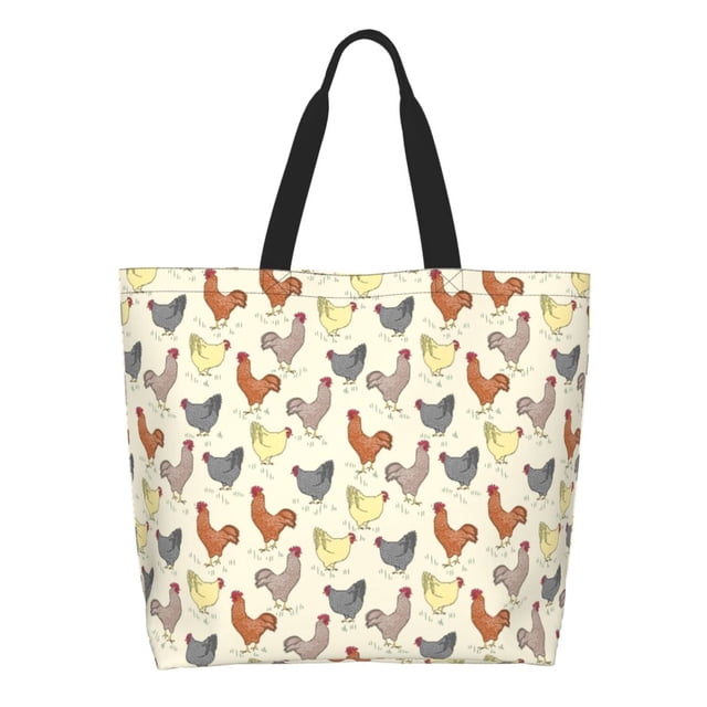 Disketp Funny Chicken Bolsa Tote Estampada para Mujer, Bolso de Hombro y de Mano para Compras y Viajes