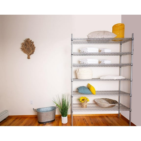 12" Deep x 72" Wide x 54" High 6 Tier Gray Starter Shelving Unit