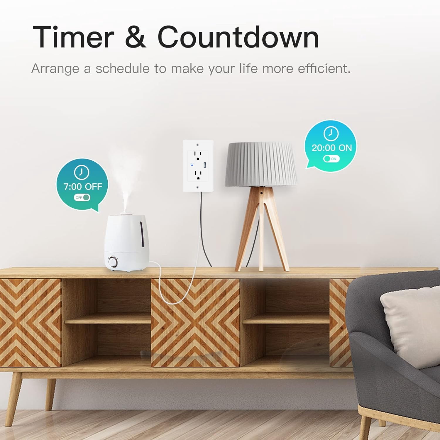 2 Pack,White，Zigbee 3.0 Smart Wall Socket, 118mm Wall Plug, 16A Plug Work with Home Assistant, Alexa, Google Home,Zigbee2MQTT,Smart Socket, Smart Home Automation, Remote Control, Timer