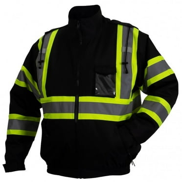 Pyramex RJ3711 Black Type O Class 1 Waterproof Reflective Bomber Jacket Quilted Built In Liner Size: MEDIUM