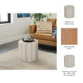 thumbnail image 4 of Petal Shaped Boucle Ottoman for Home Decor - Boho Vanity Chair for Bedroom and Office Accent - Foot Rest Stool for Living Room, Reading Nook, and Small Spaces - 18", White, 4 of 10