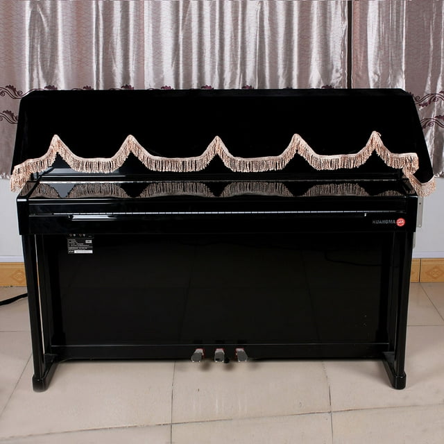Piano Half Cover, Stretchable Soft Anti-Dust Cover, Supple For Pianos Keyboard With Fine Frill Edge Flannelette Piano Cover
