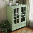 thumbnail image 4 of Modern Buffet Cabinet with Glass Doors and Drawer, Wooden Storage Sideboard for Living Room, Dining Room, Entryway (Mint Green Finish), 4 of 14