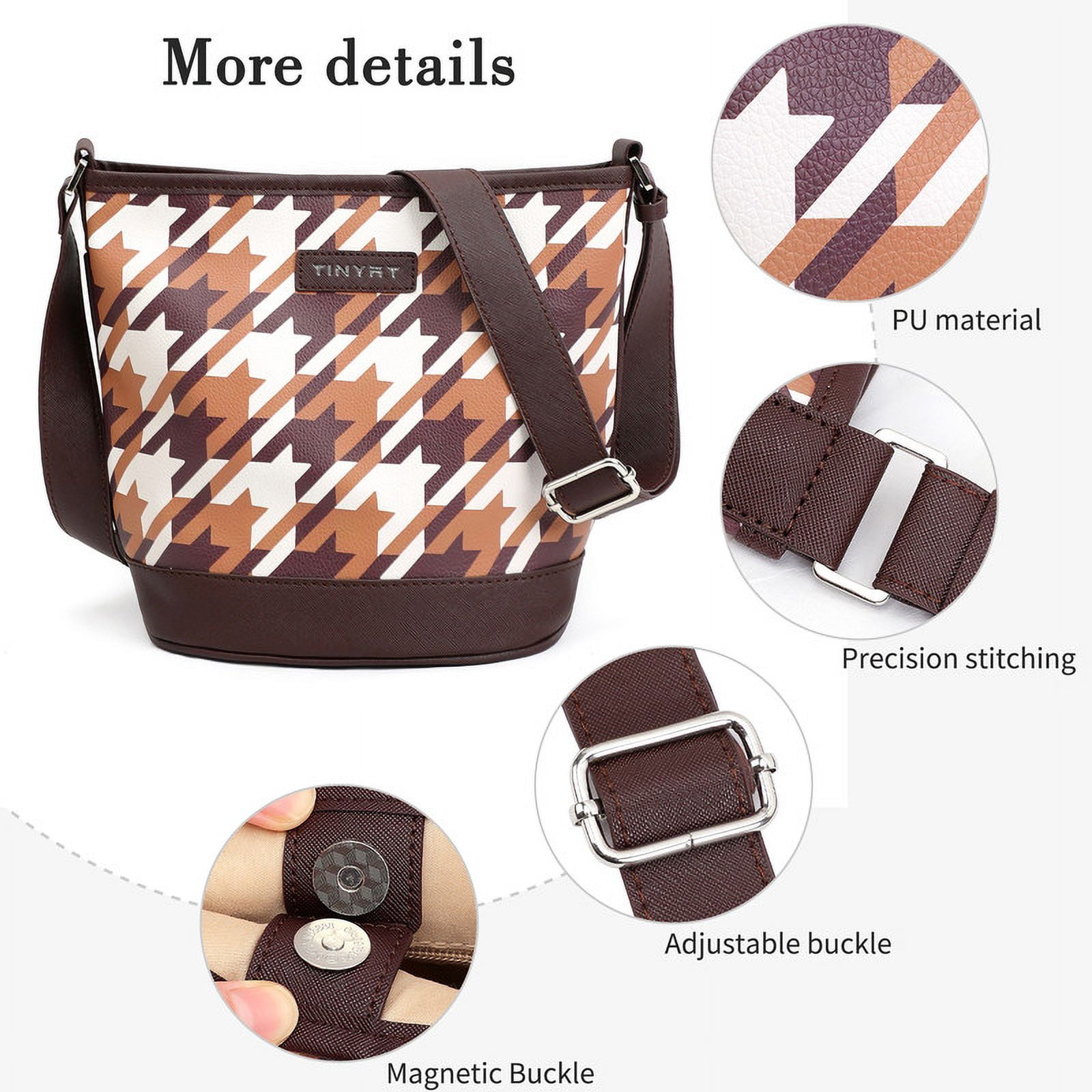 Tinyat Shoulder Bag for Women Waterproof Hobo Handbag Large Capacity Crossbody Purse with Adjustable Shoulder Strap for Daily Use and Shopping