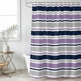thumbnail image 6 of Purple Grey Striped Shower Curtain Set - 72" x 78" Washable Bathtub Curtain with 12 Hooks, Farmhouse Stripes Modern Abstract Art Waterproof Fabric Stall Shower Curtains for Bathroom/Bathtub Décor, 6 of 6