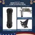 thumbnail image 3 of Yescom Kit de Réparation de Mât de Drapeau 100 % Aluminium Aigle Topper Corde de Drisse 50 Pieds Noir, 3 of 9
