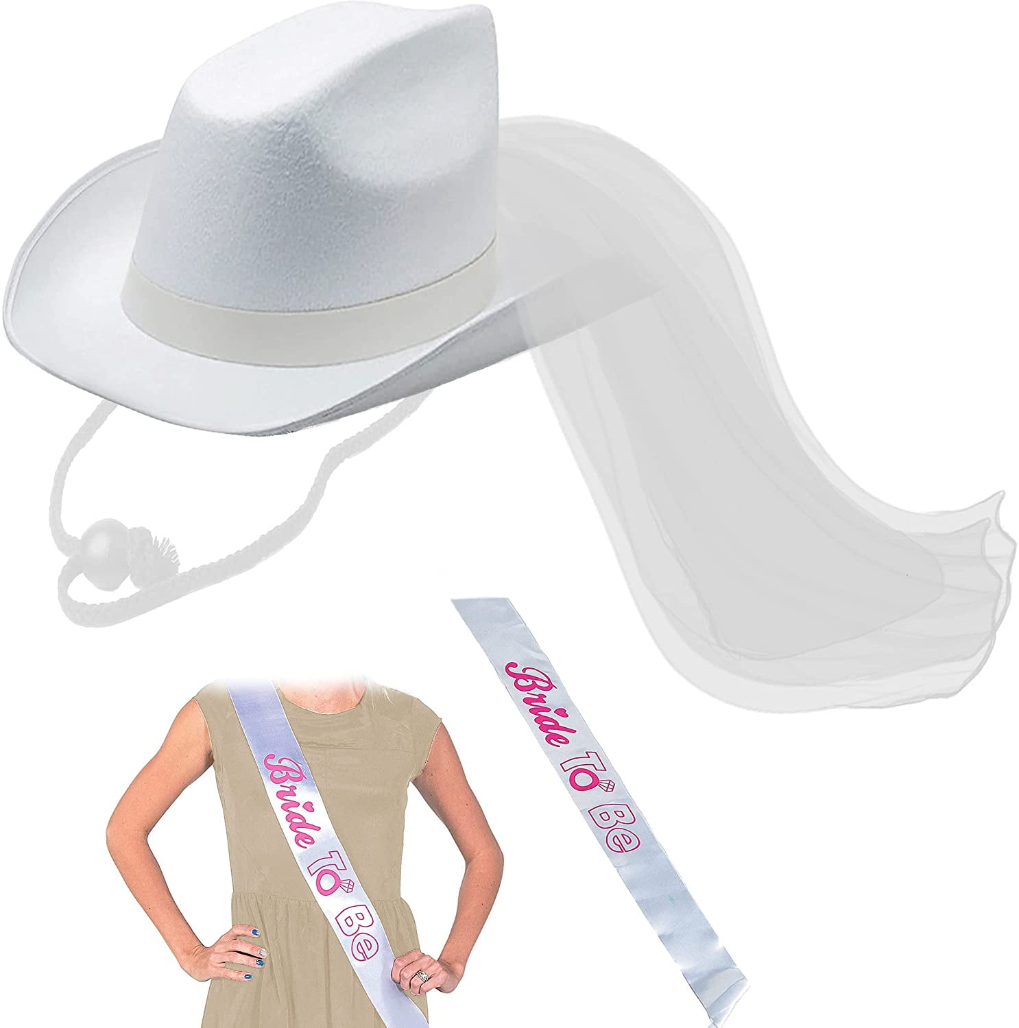 Bride Cowgirl Hat with Veil 