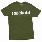 Programmer funny T-shirt code-blooded coding software engineer developer humorous tee (Small Grey)