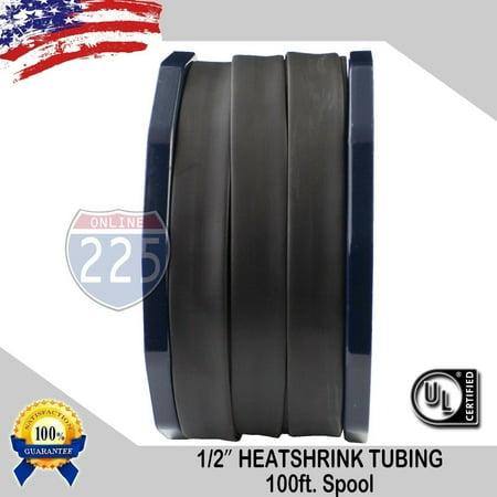 10 FT 1/2 (13mm) Black Polyolefin 2:1 Heat Shrink Tubing Wire Sleeving UL LOT