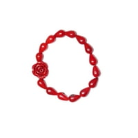 Mogul Yoga Bracelet Red Coral Rose Beads Wrist Bracelet Gift Idea