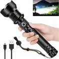 thumbnail image 1 of Rechargeable LED Flashlights, 90,000 High Lumens Super Bright Flashlight, Tactical Xhp90 Flashlight with 5 Modes, Zoomable, Waterproof for Military Class F, 1 of 3