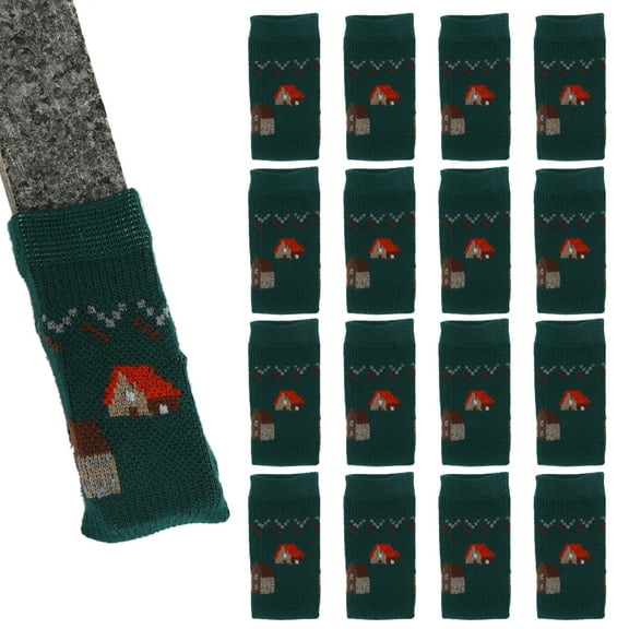 Unique Bargains 16 Pcs Chair Leg Covers Cottage Pattern Chair Leg Covers for Hardwood Floors Green