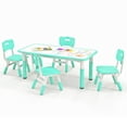 thumbnail image 1 of Gymax Kids Height Adjustable Table and 4 Chairs Set with Graffiti Desktop Green, 1 of 10