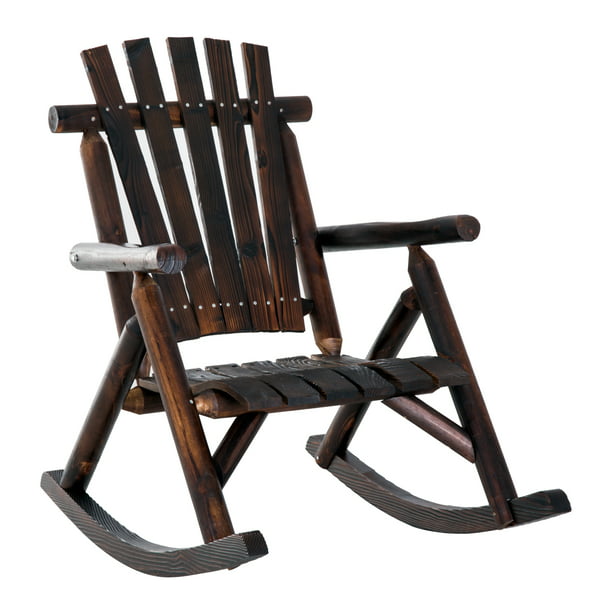 Outsunny Outdoor Rustic Adirondack Rocking Chair, Fir Wood
