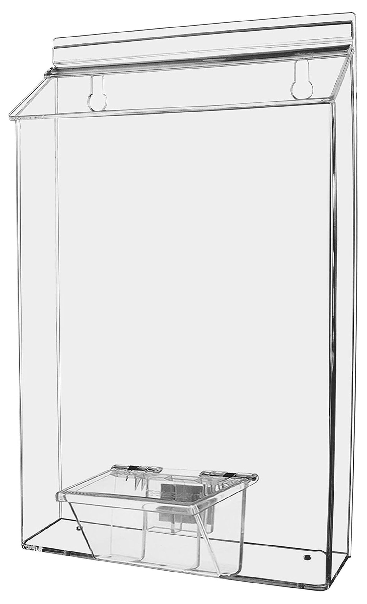 Outdoor Brochure Holder Holds 8.5" x 11" Flyer Advertisements and 3.5" x 2" Business Cards Clear Acrylic Wall Mount Box with Lid Includes Adhesive Strips and Take One Sticker
