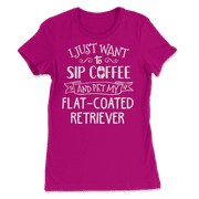 Funny Flat Coated Retriever Dog and Coffee Shirt - Sip and P