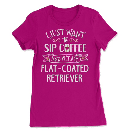 Funny Flat Coated Retriever Dog and Coffee Shirt - Sip and P