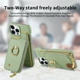 thumbnail image 5 of Compatible for iPhone 14 Pro Zipper Wallet Case with Card Holder, Rotation Ring Kickstand Case, PU Leather Card Slots RFID Blocking Protection Phone Case Shockproof Cover, Mint, 5 of 10