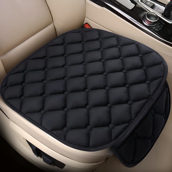 LAMIRO Car Seat Cushion for Driving Clearance, Car Seat Protector Cover Plush Universal Fit, for Car and Home or Office Chair 1 Piece, Black